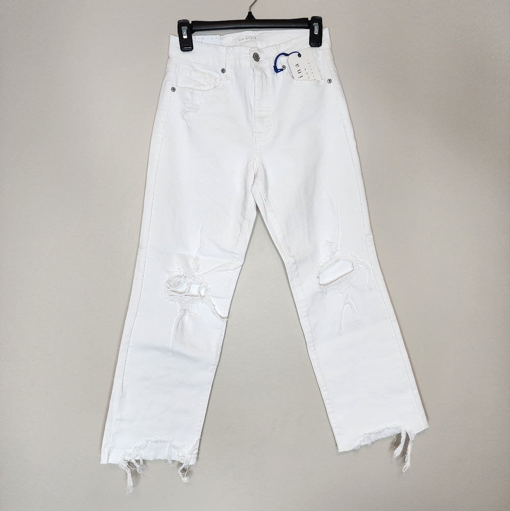 Eunina White Wide Leg Crop Jeans